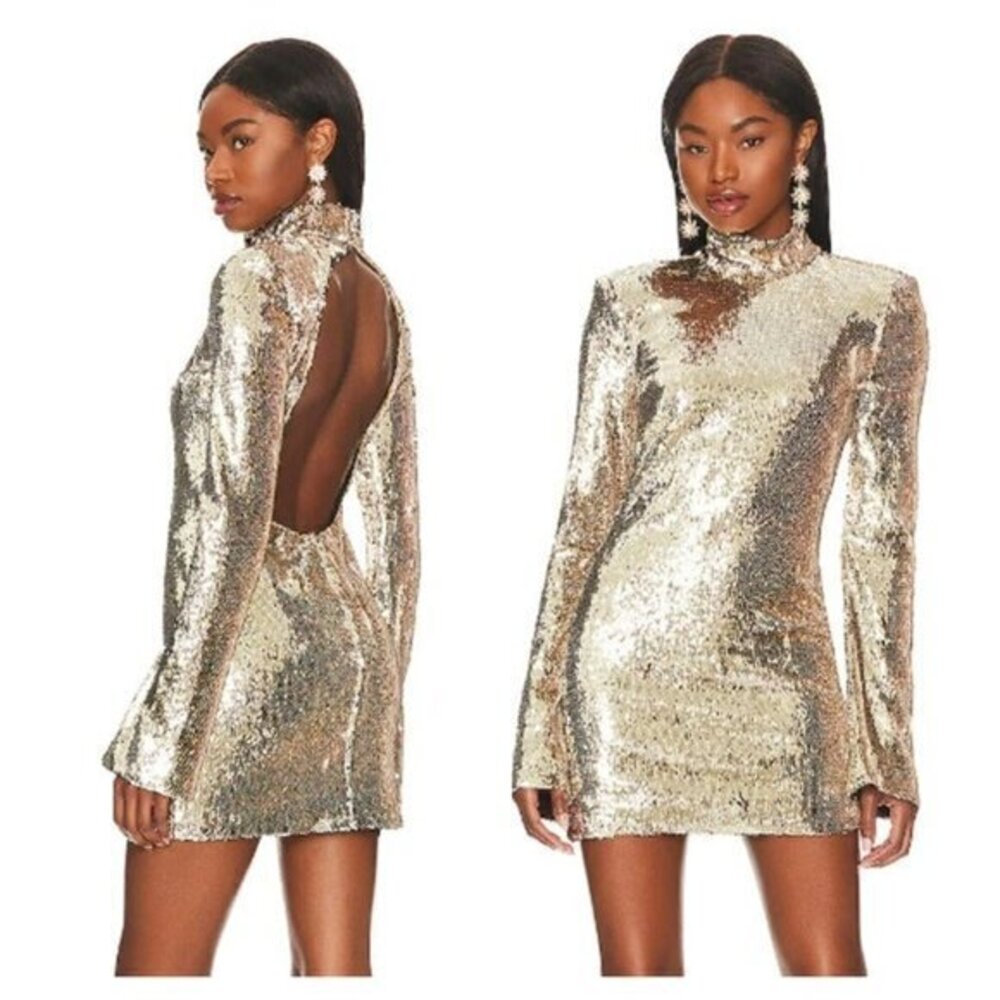 L'Academie Marit Mini Dress - Champagne Silver